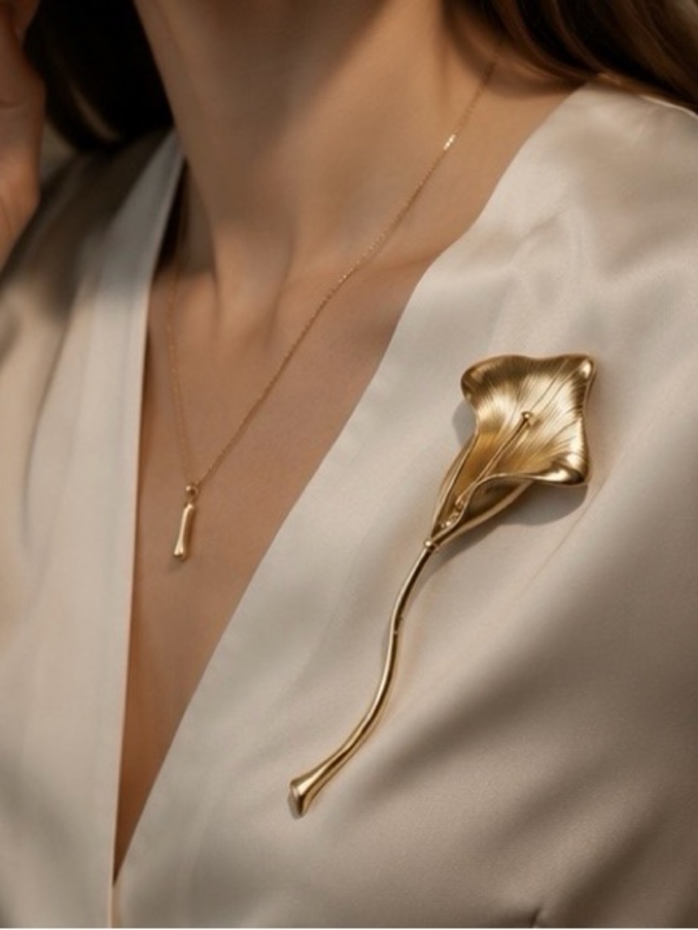 Opulent Gold Calla Lily Brooch
